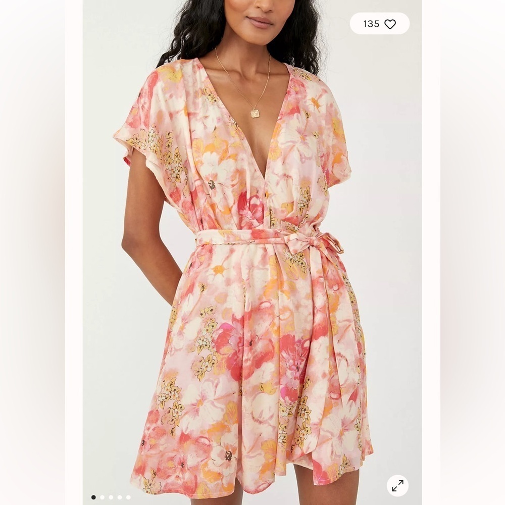 Free People Freddy Floral Tie Mini Dress